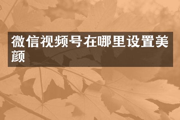 微信视频号在哪里设置美颜