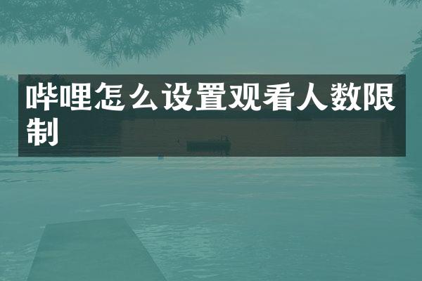 哔哩怎么设置观看人数限制
