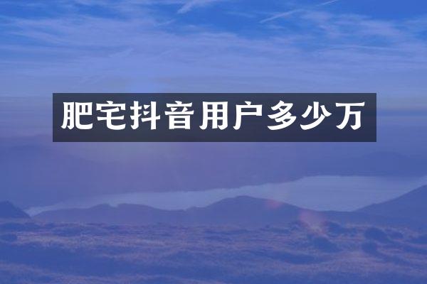 肥宅抖音用户多少万