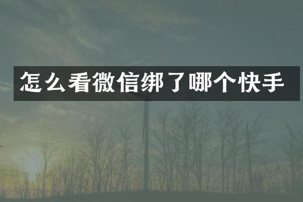 怎么看微信绑了哪个快手