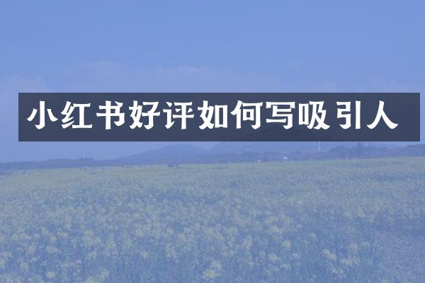 小红书好评如何写吸引人