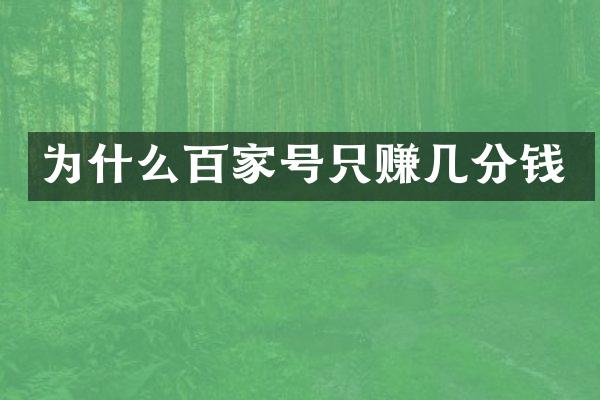 为什么百家号只赚几分钱
