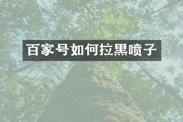 百家号如何拉黑喷子