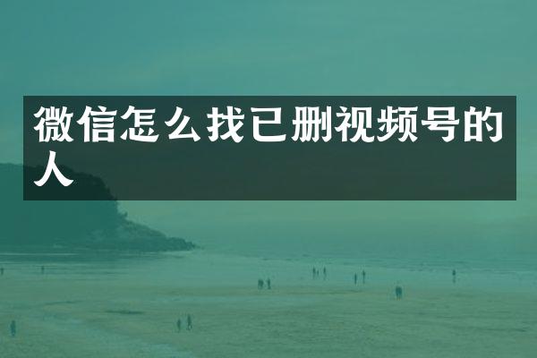 微信怎么找已删视频号的人
