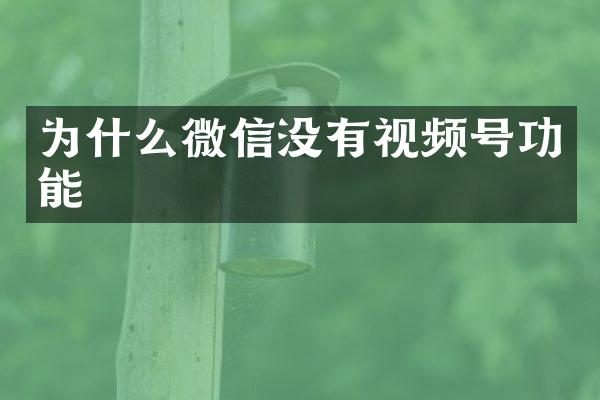 为什么微信没有视频号功能