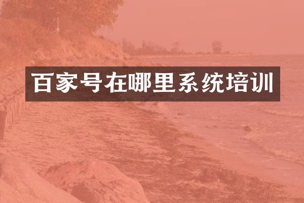 百家号在哪里系统培训