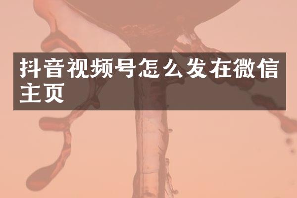 抖音视频号怎么发在微信主页