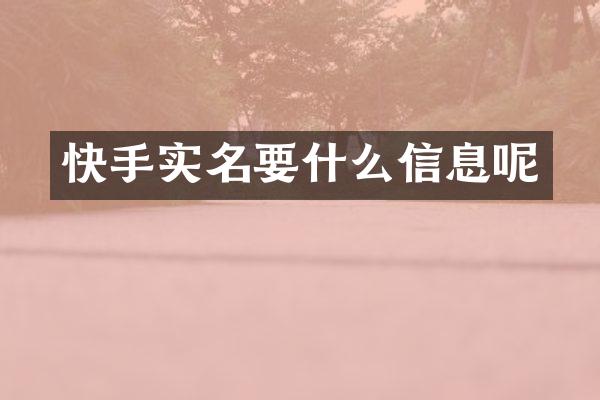 快手实名要什么信息呢