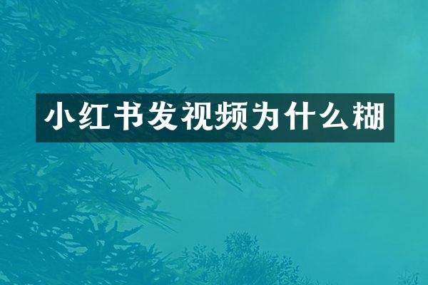 小红书发视频为什么糊