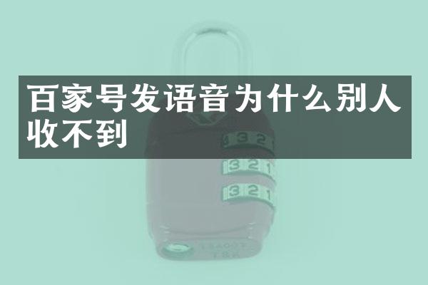 百家号发语音为什么别人收不到