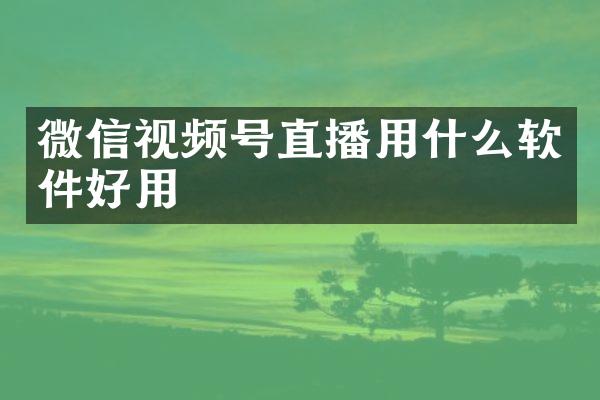 微信视频号直播用什么软件好用