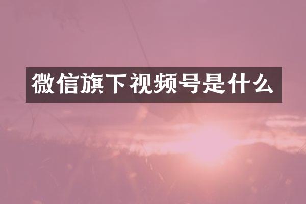 微信旗下视频号是什么