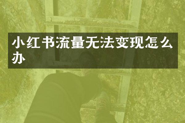 小红书流量无法变现怎么办