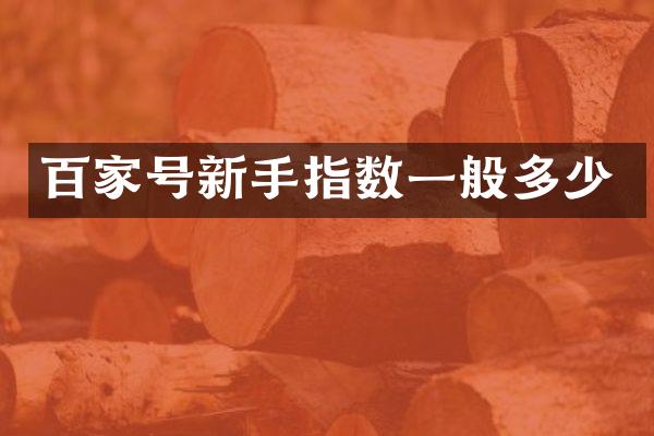 百家号新手指数一般多少