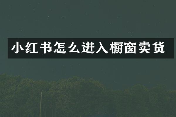 小红书怎么进入橱窗卖货