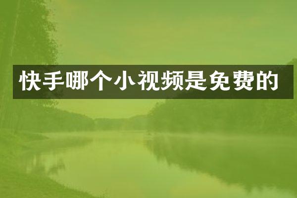 快手哪个小视频是免费的