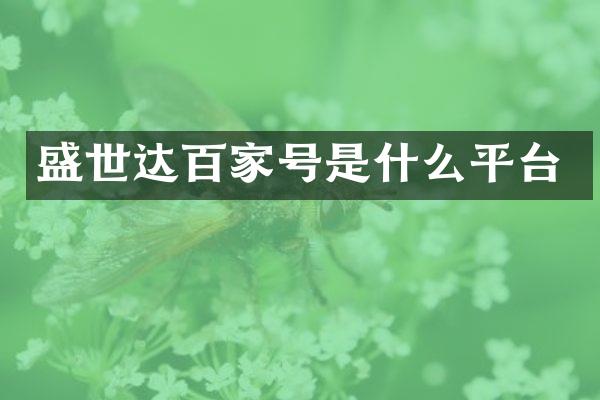 盛世达百家号是什么平台