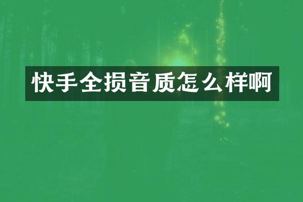快手全损音质怎么样啊
