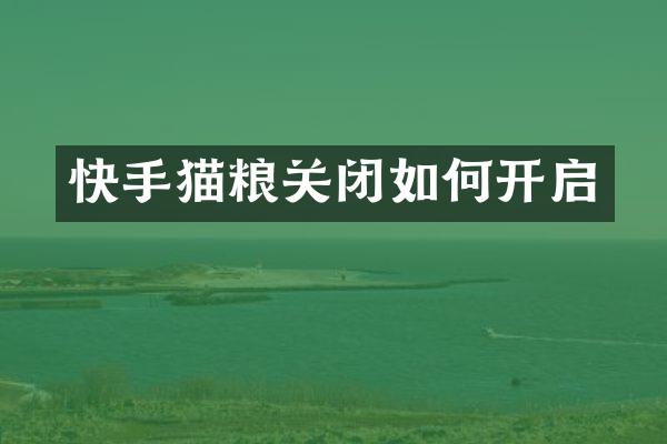 快手猫粮关闭如何开启