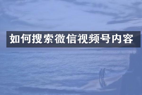如何搜索微信视频号内容