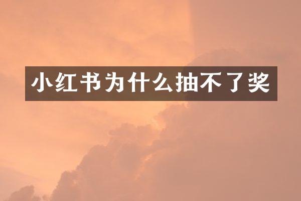 小红书为什么抽不了奖