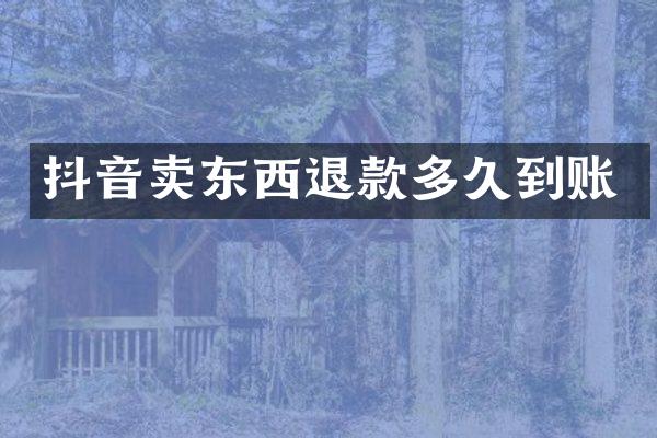 抖音卖东西退款多久到账