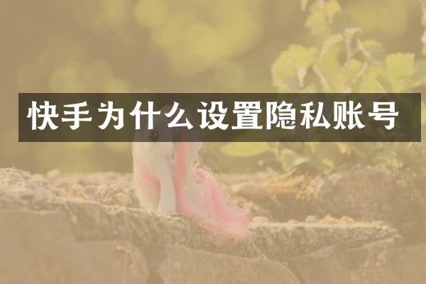 快手为什么设置隐私账号