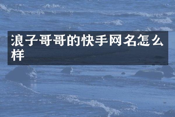 浪子哥哥的快手网名怎么样