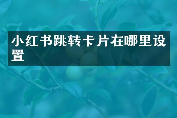 小红书跳转卡片在哪里设置