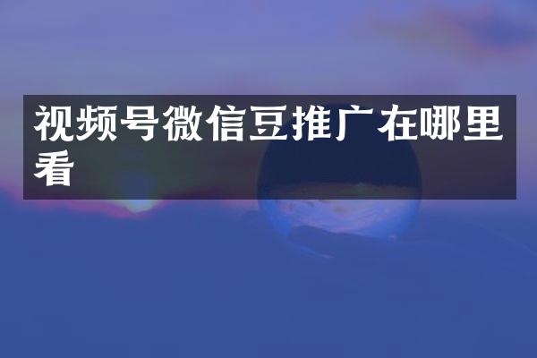 视频号微信豆推广在哪里看
