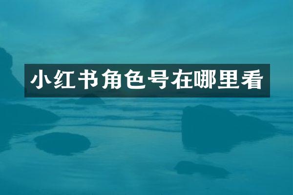 小红书角色号在哪里看