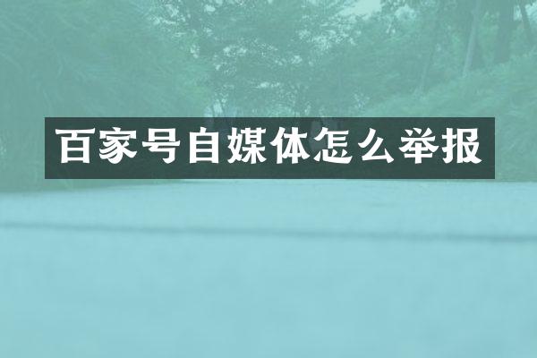 百家号自媒体怎么举报