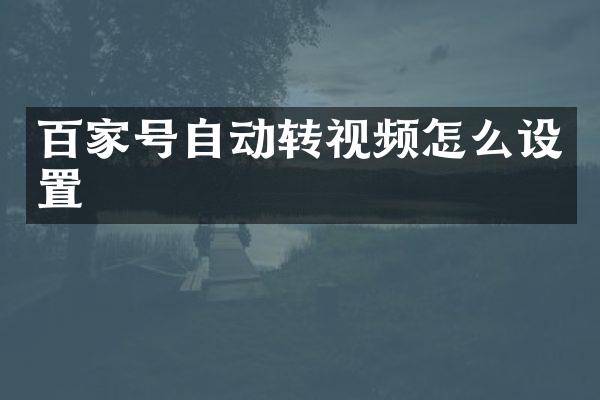 百家号自动转视频怎么设置