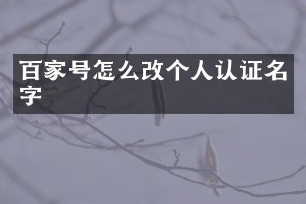 百家号怎么改个人认证名字