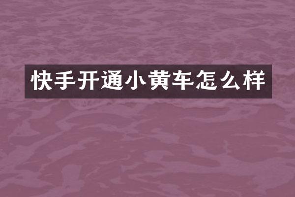快手开通小黄车怎么样