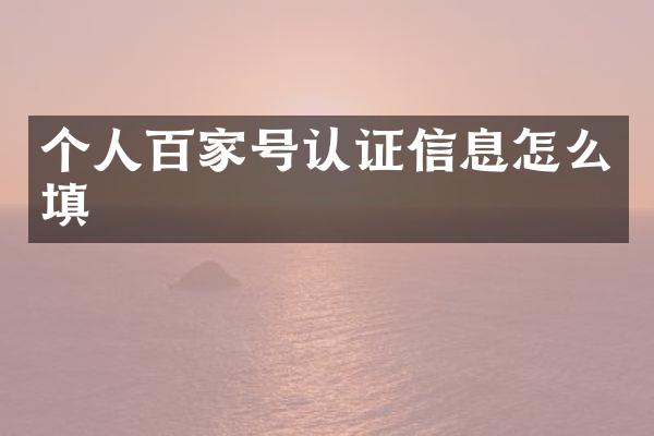 个人百家号认证信息怎么填