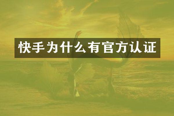 快手为什么有官方认证