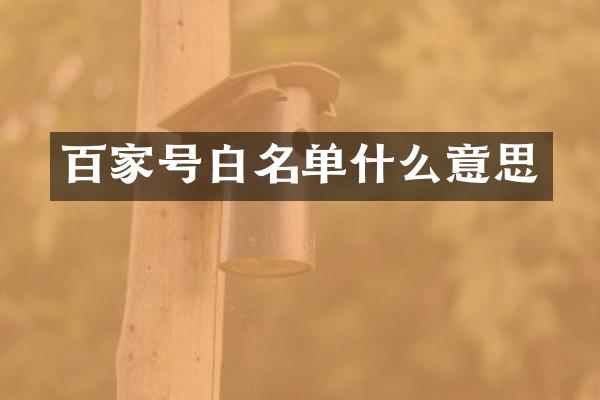 百家号白名单什么意思