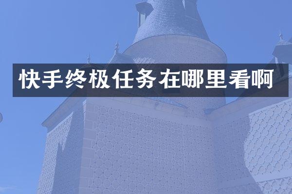 快手终极任务在哪里看啊