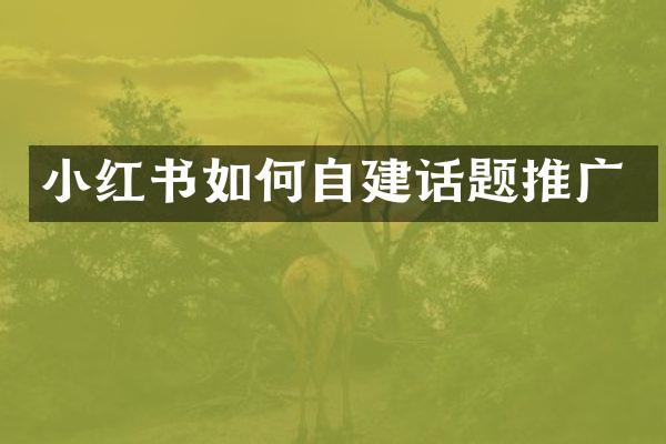 小红书如何自建话题推广