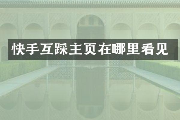 快手互踩主页在哪里看见