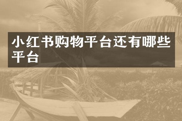 小红书购物平台还有哪些平台