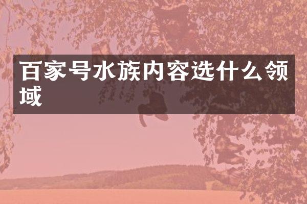 百家号水族内容选什么领域