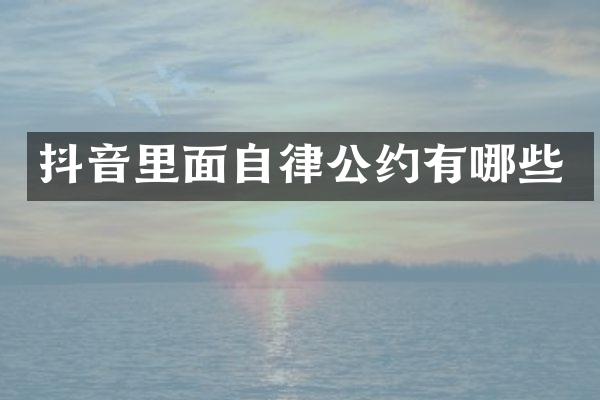 抖音里面自律公约有哪些