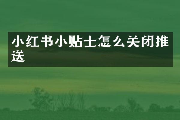 小红书小贴士怎么关闭推送