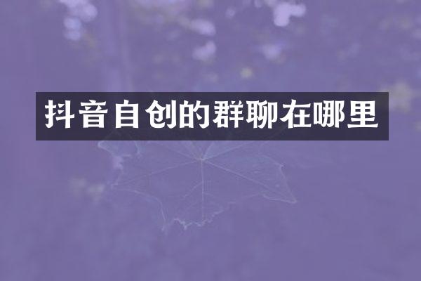抖音自创的群聊在哪里