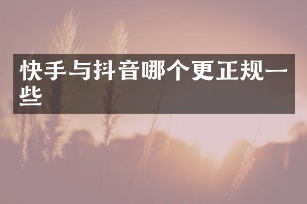 快手与抖音哪个更正规一些