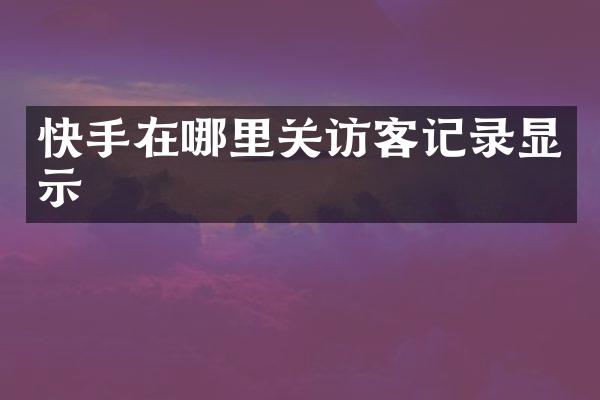 快手在哪里关访客记录显示