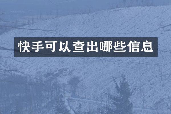 快手可以查出哪些信息