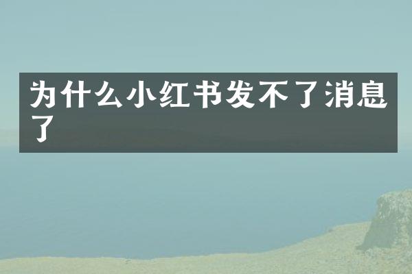 为什么小红书发不了消息了